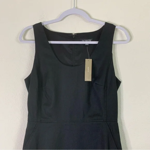 J.Crew Black Scoopneck resume dress in stretch linen blend 4 NWT - Picture 3 of 10